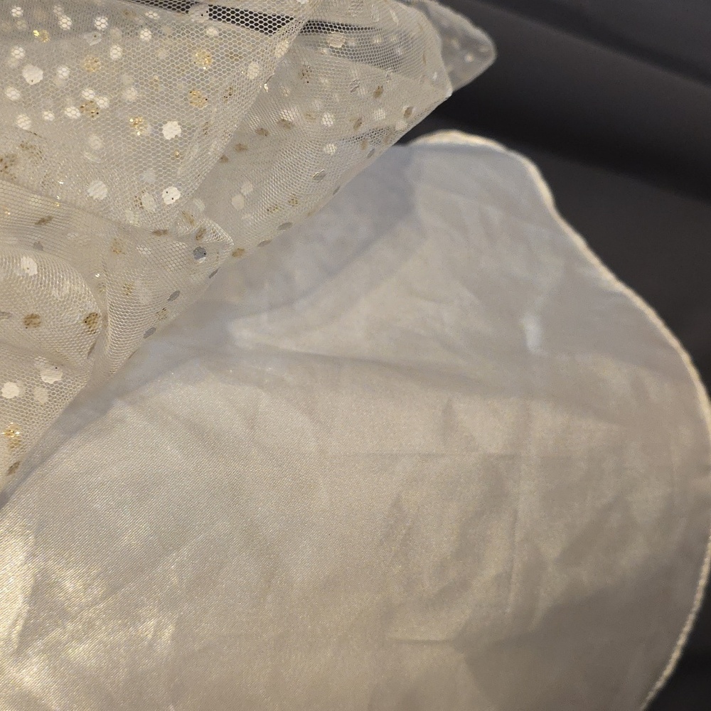 Jona Michelle Girls Cream/Gold Sequin Dress Christmas Ties Button Back Sz 12 EUC - Picture 5 of 11